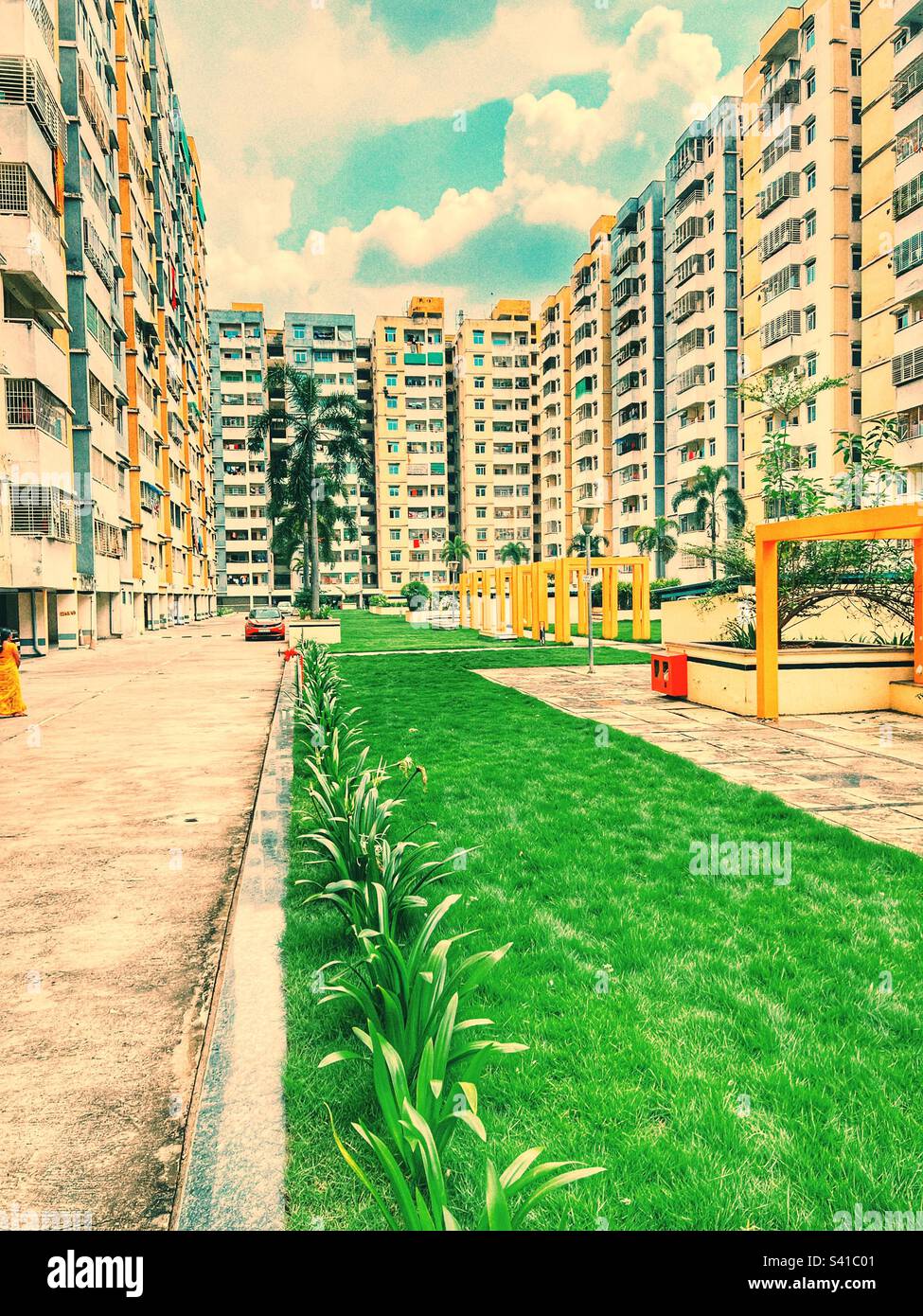 Apartments in urban cities. Urban dystopia. Concrete jungle. Stock Photo