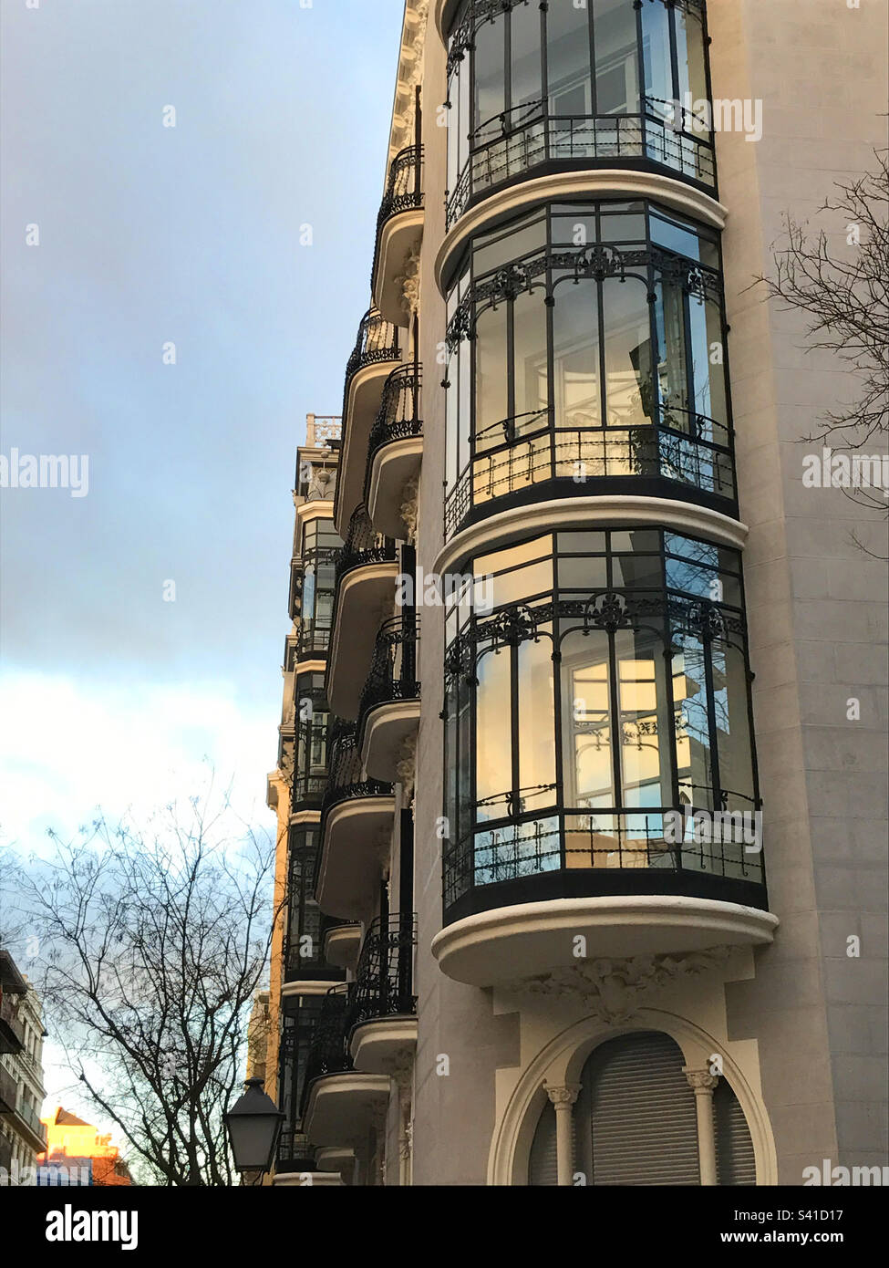 Facade of Art Nouveau house. Ayala street, Madrid, Spain. - Smartphone Captured Stock Image