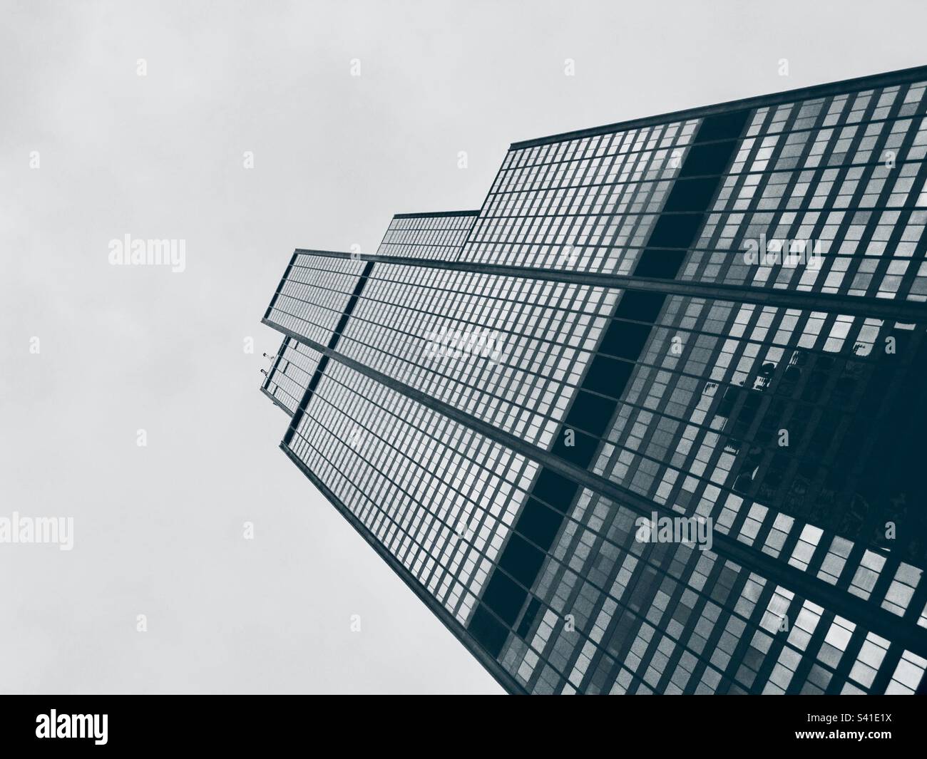 The Willis Tower (originally the Sears Tower) is a 108-story, 1,451-foot (442.3 m) skyscraper in the Loop community area of Chicago. - Smartphone Captured Stock Image