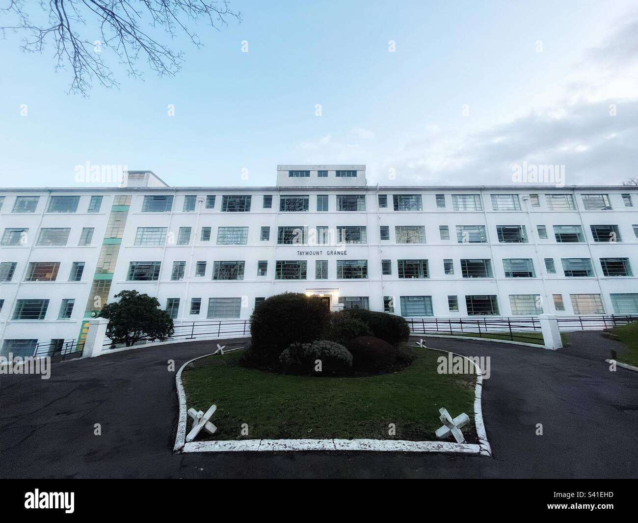 Art Deco Taymount Grange was built in 1935 to designs by George Bertram Carter on the site of Taymount, a 19th-century house, and the former Queens Tennis Club - Forest Hill, London - Smartphone Captured Stock Image