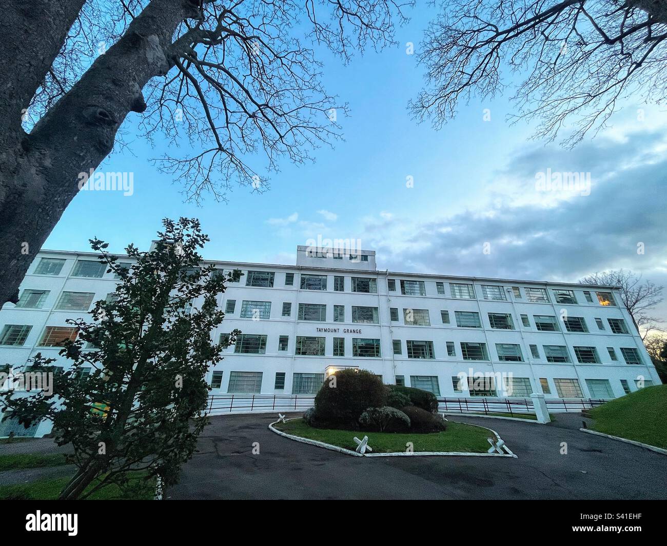Art Deco Taymount Grange was built in 1935 to designs by George Bertram Carter on the site of Taymount, a 19th-century house, and the former Queens Tennis Club - Forest Hill, London - Smartphone Captured Stock Image