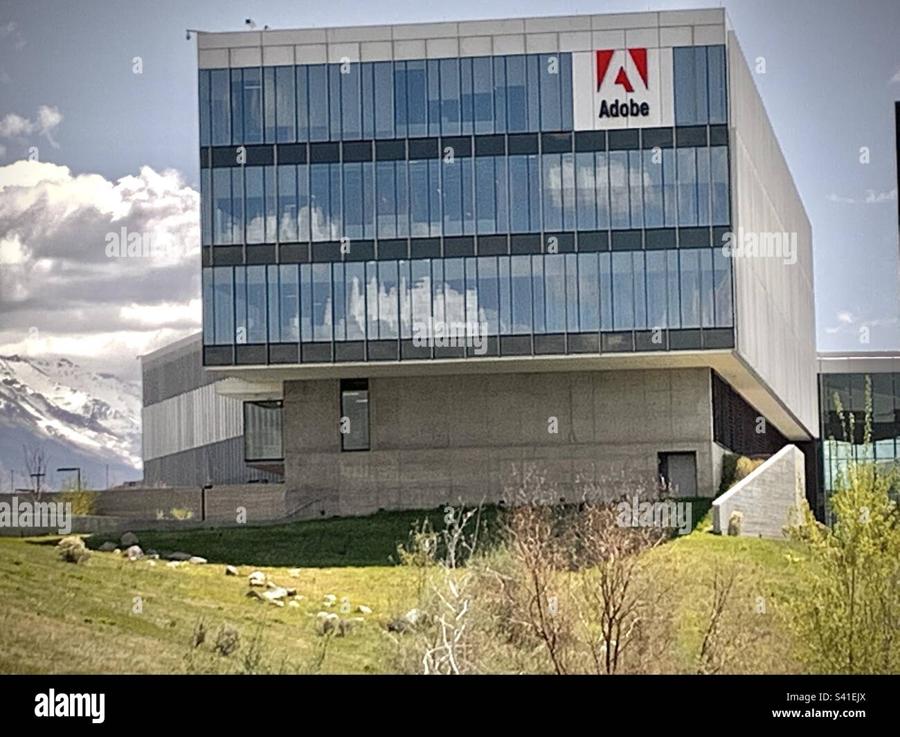 Adobe Utah facility was built in Lehi, Utah in 2013 and is 280,000 sq. ft. - Smartphone Captured Stock Image