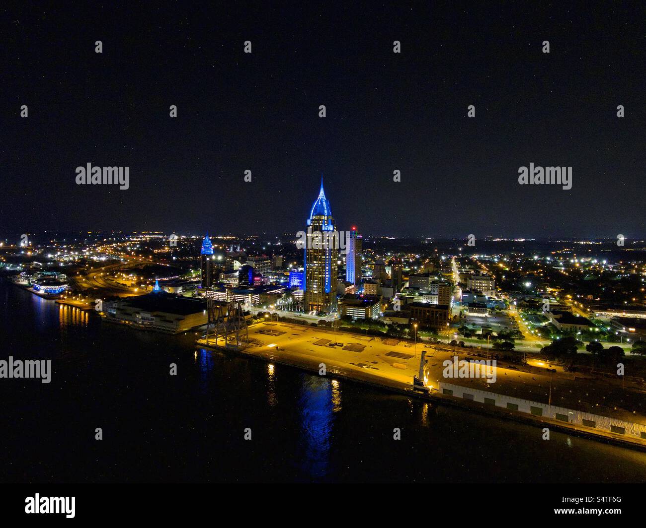 Mobile, Alabama at night - Smartphone Captured Stock Image