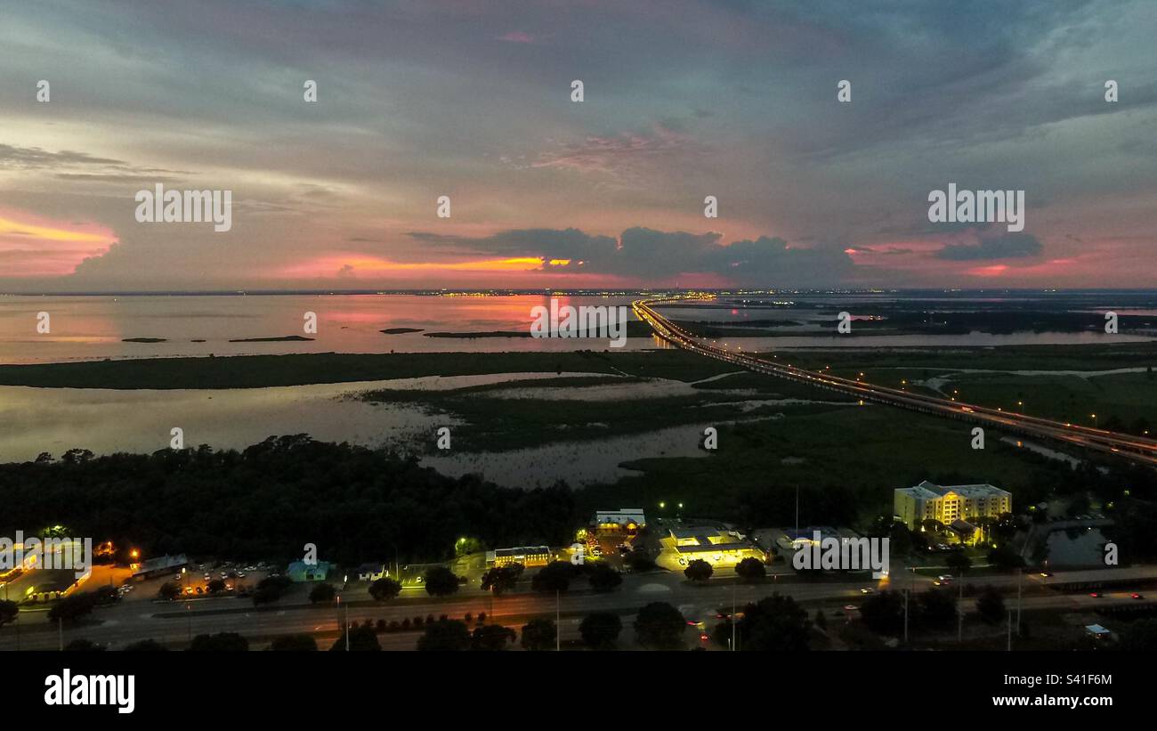 Mobile Bay sunset - Smartphone Captured Stock Image