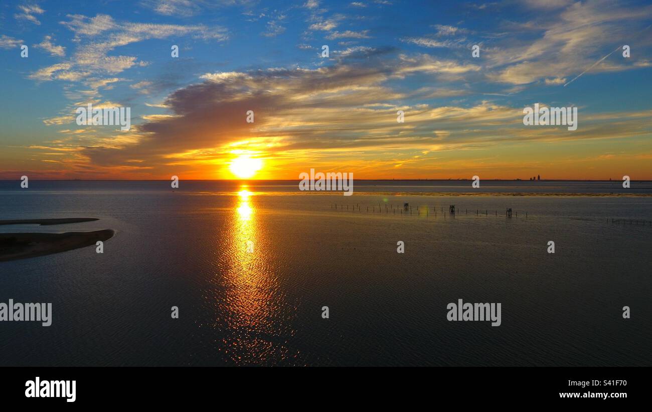 Mobile Bay sunset - Smartphone Captured Stock Image