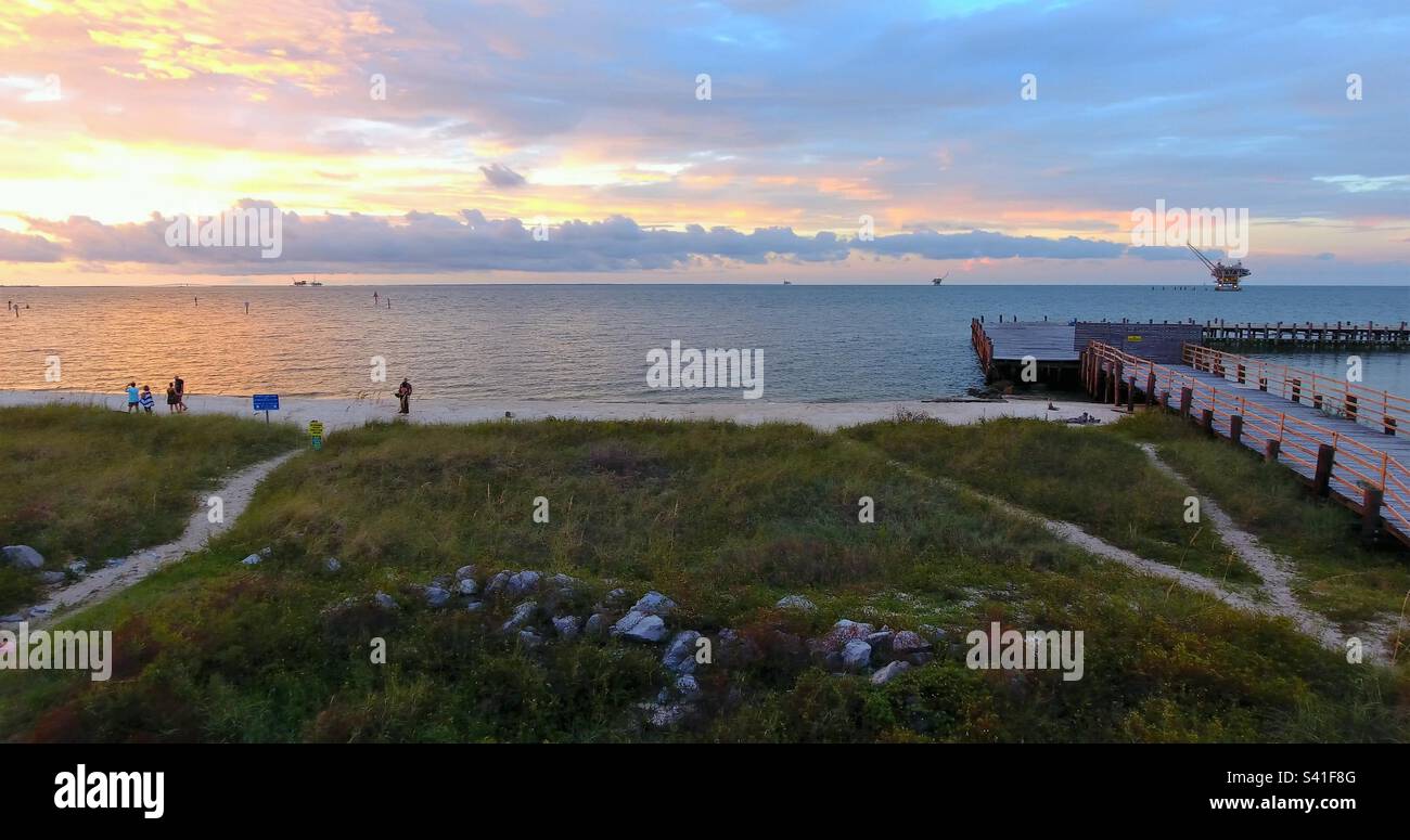 Fort Morgan beach at sunset - Smartphone Captured Stock Image