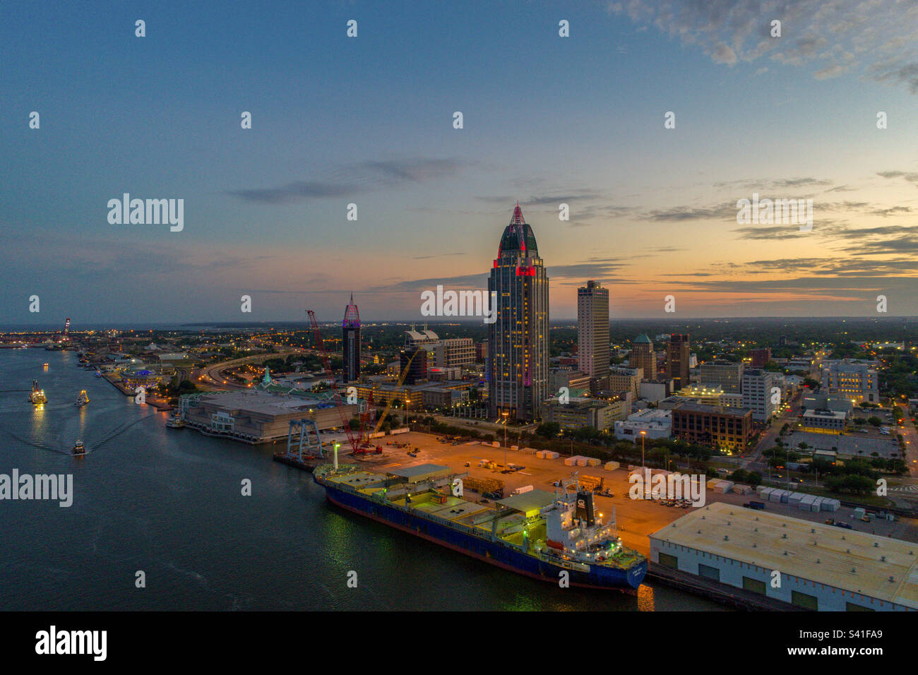 Downtown Mobile, Alabama at sunset - Smartphone Captured Stock Image