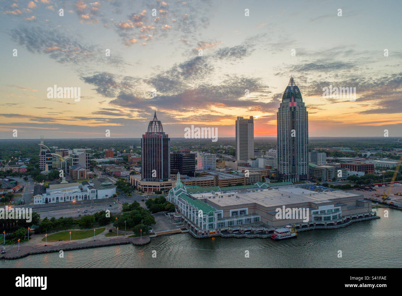 Downtown Mobile at sunset - Smartphone Captured Stock Image