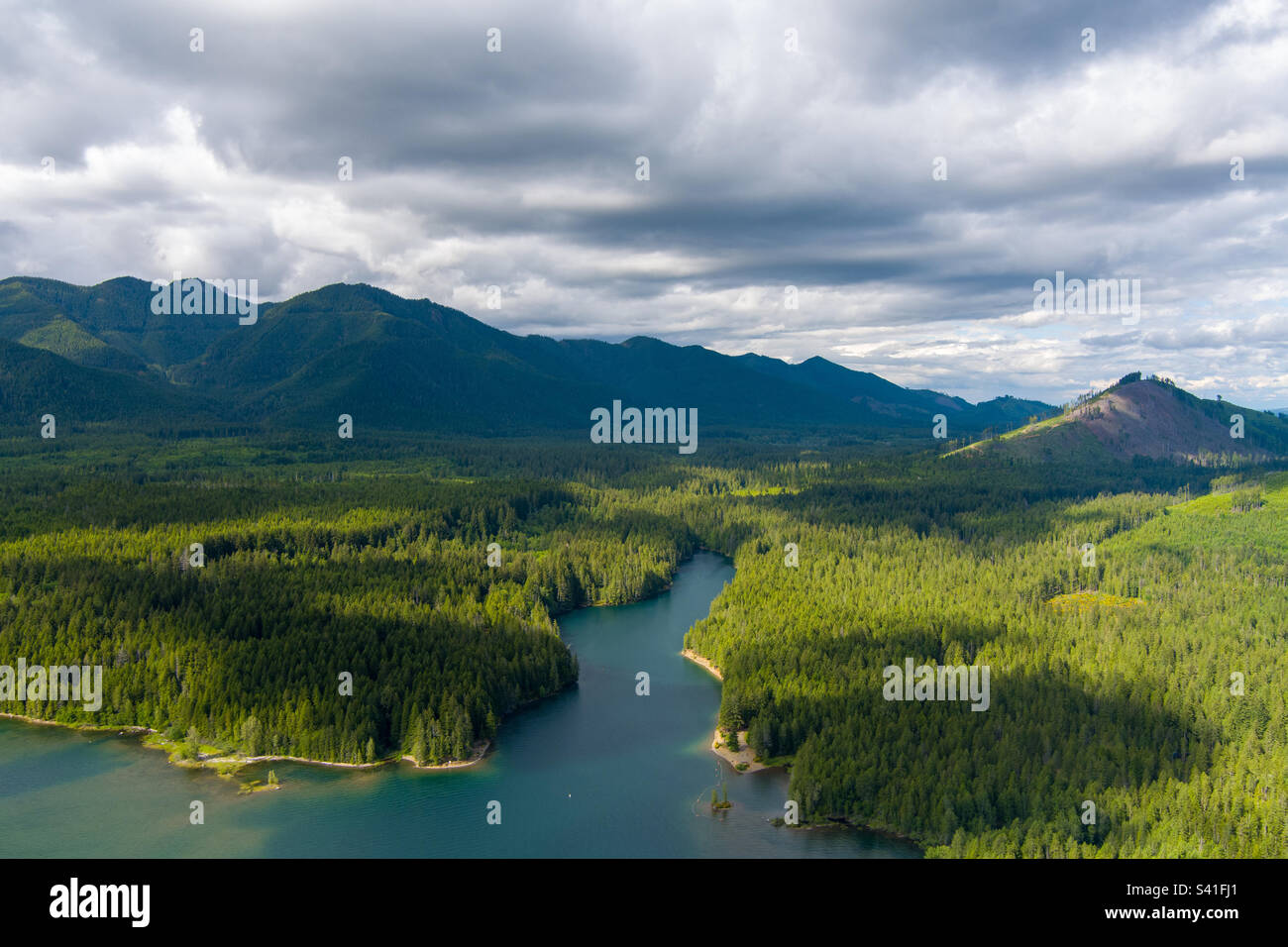Lake Cushman & the Olympic mountains in June - Smartphone Captured Stock Image