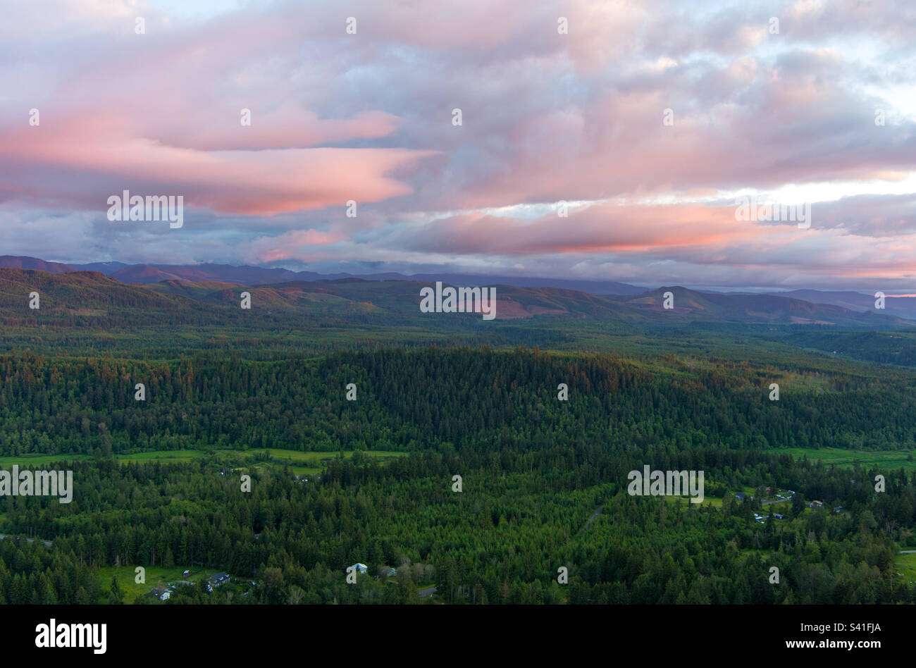 Cascade mountains at sunset in June - Smartphone Captured Stock Image