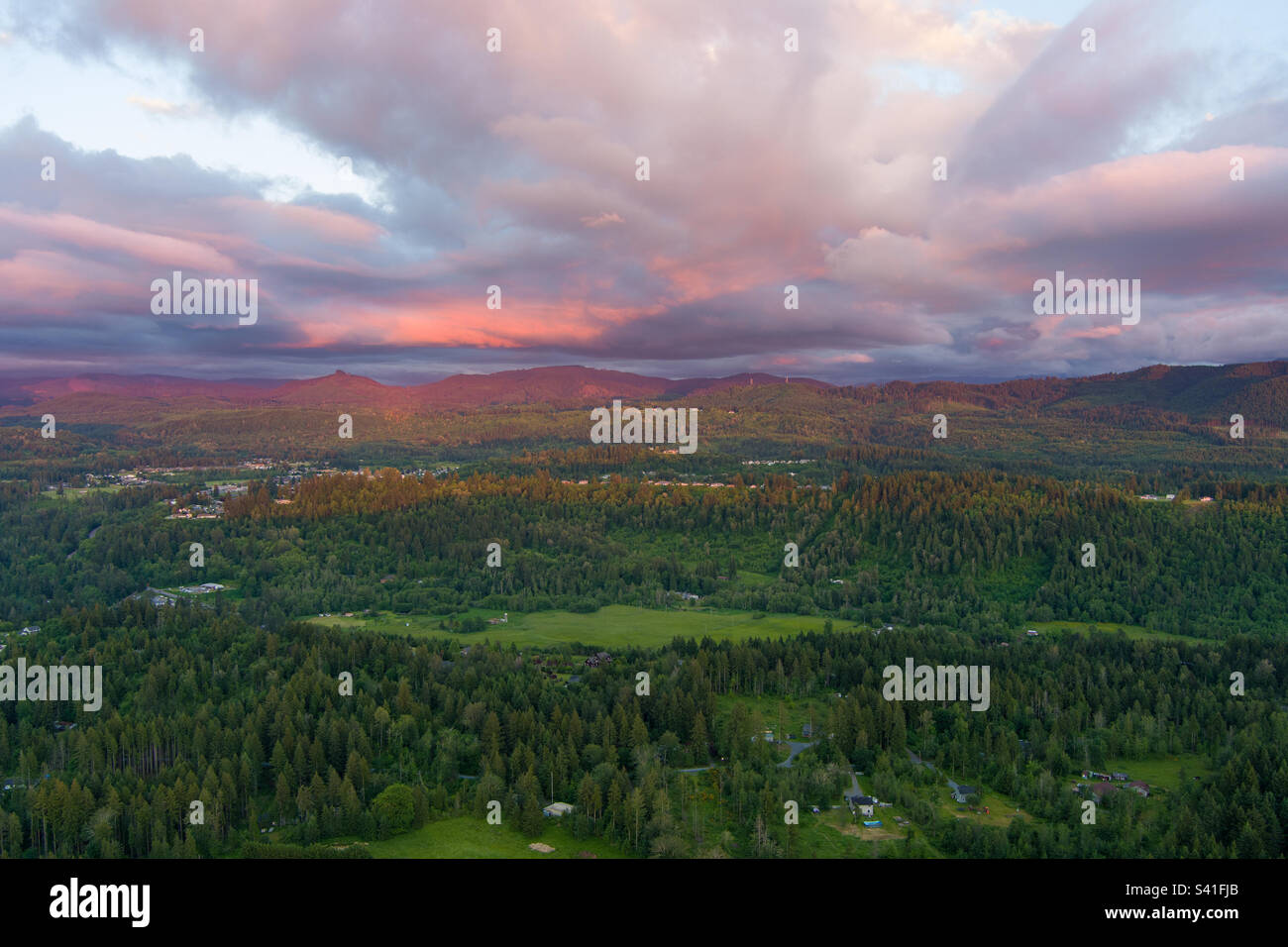 Cascade mountains of Washington state at sunset in June - Smartphone Captured Stock Image