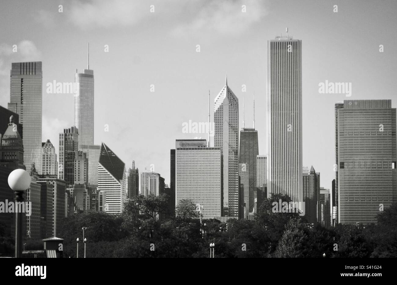 The Chicago skyline in black and white. - Smartphone Captured Stock Image