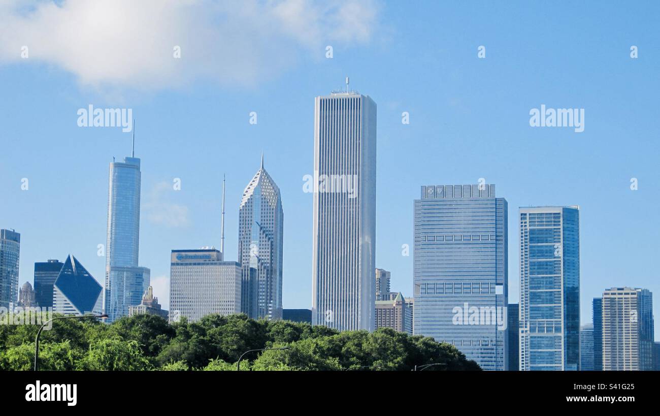 The Chicago skyline in the summer sun. - Smartphone Captured Stock Image