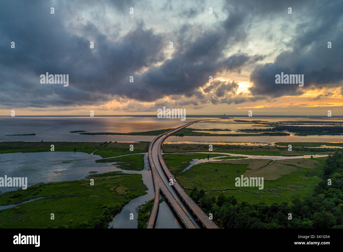 Mobile bay sunset after a storm - Smartphone Captured Stock Image