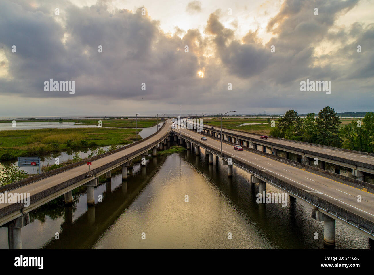 Cloudy evening on Mobile bay, Alabama - Smartphone Captured Stock Image