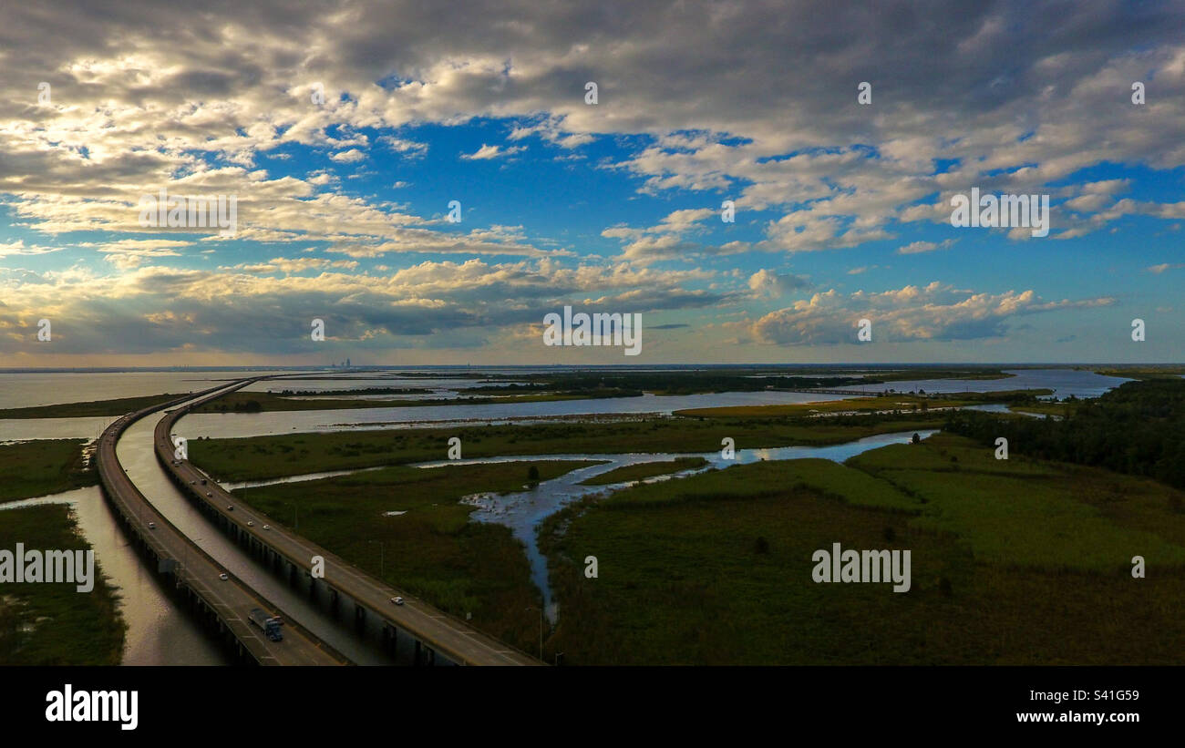 Evening sky after a storm on Mobile bay - Smartphone Captured Stock Image