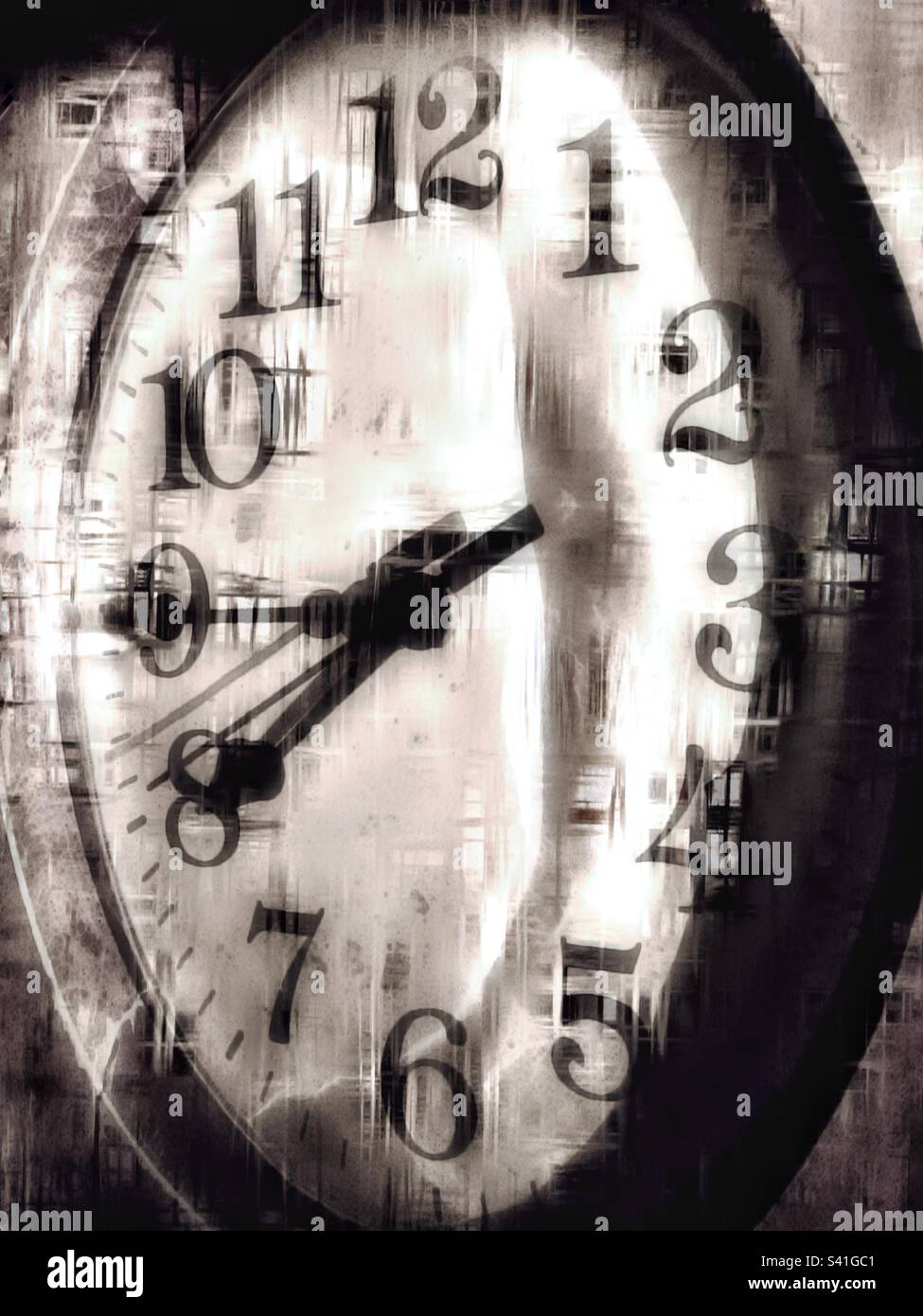 Old wall clock in sepia tone - Smartphone Captured Stock Image