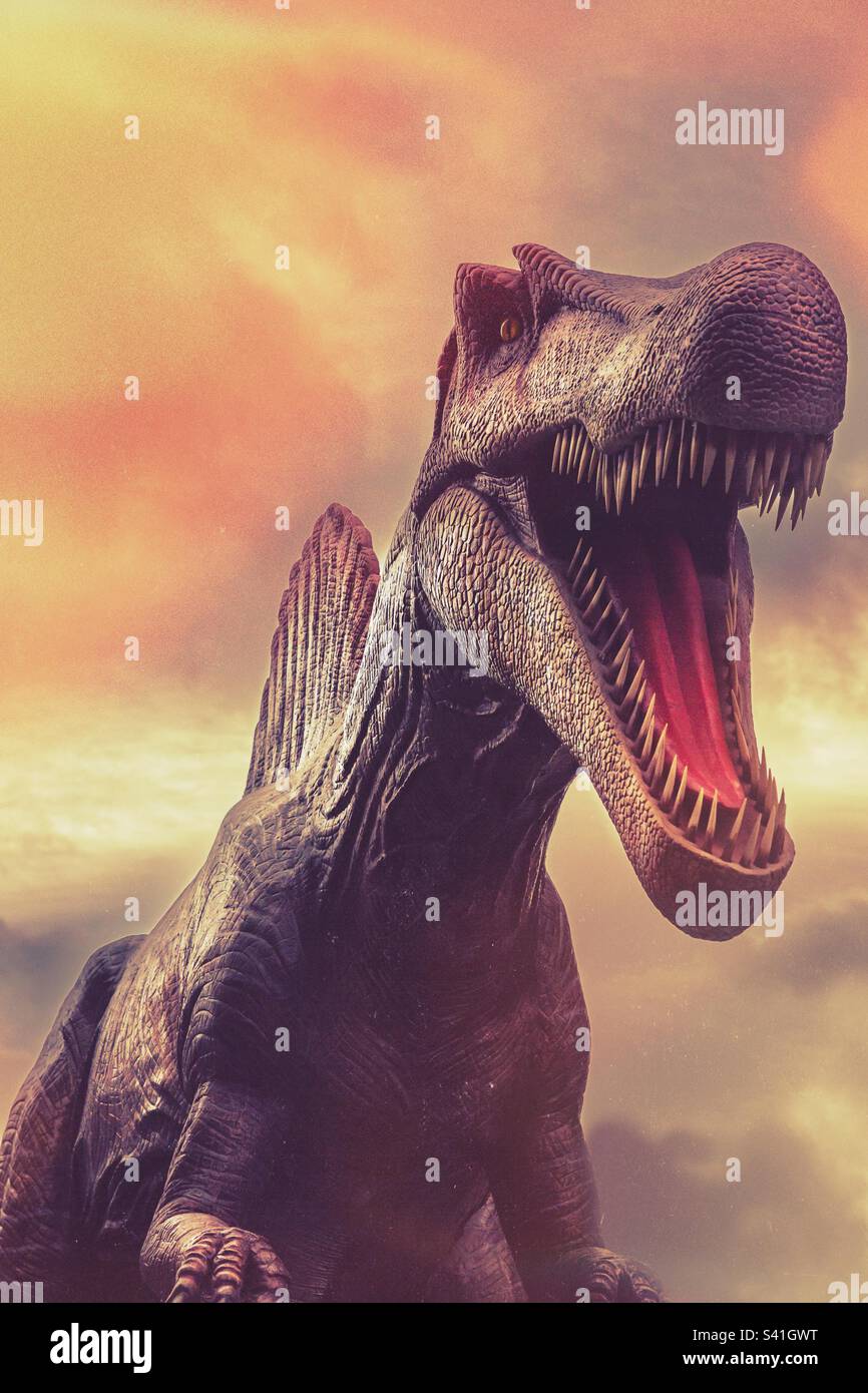 The end of the dinosaur world as a meteor hits planet earth - Smartphone Captured Stock Image The end of the dinosaur world as a meteor hits planet earth - Smartphone Captured Stock Image