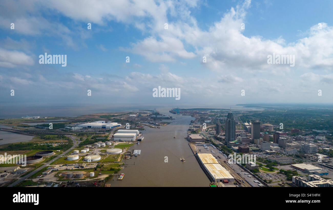 Downtown Mobile, Alabama waterfront - Smartphone Captured Stock Image