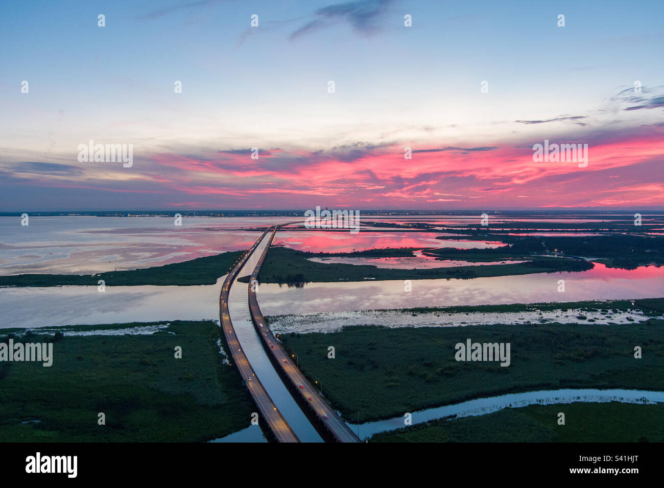 Mobile Bay at sunset - Smartphone Captured Stock Image