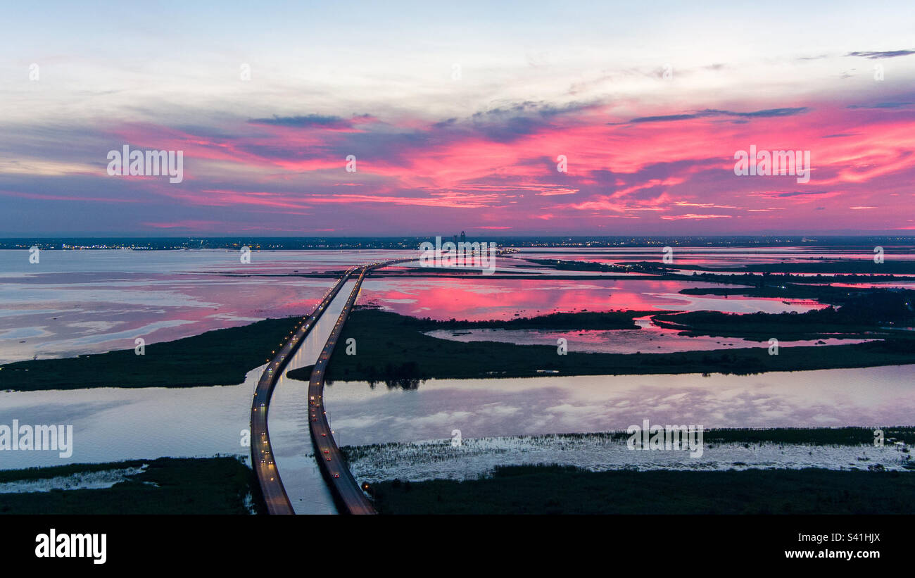 Mobile Bay, Alabama at sunset - Smartphone Captured Stock Image