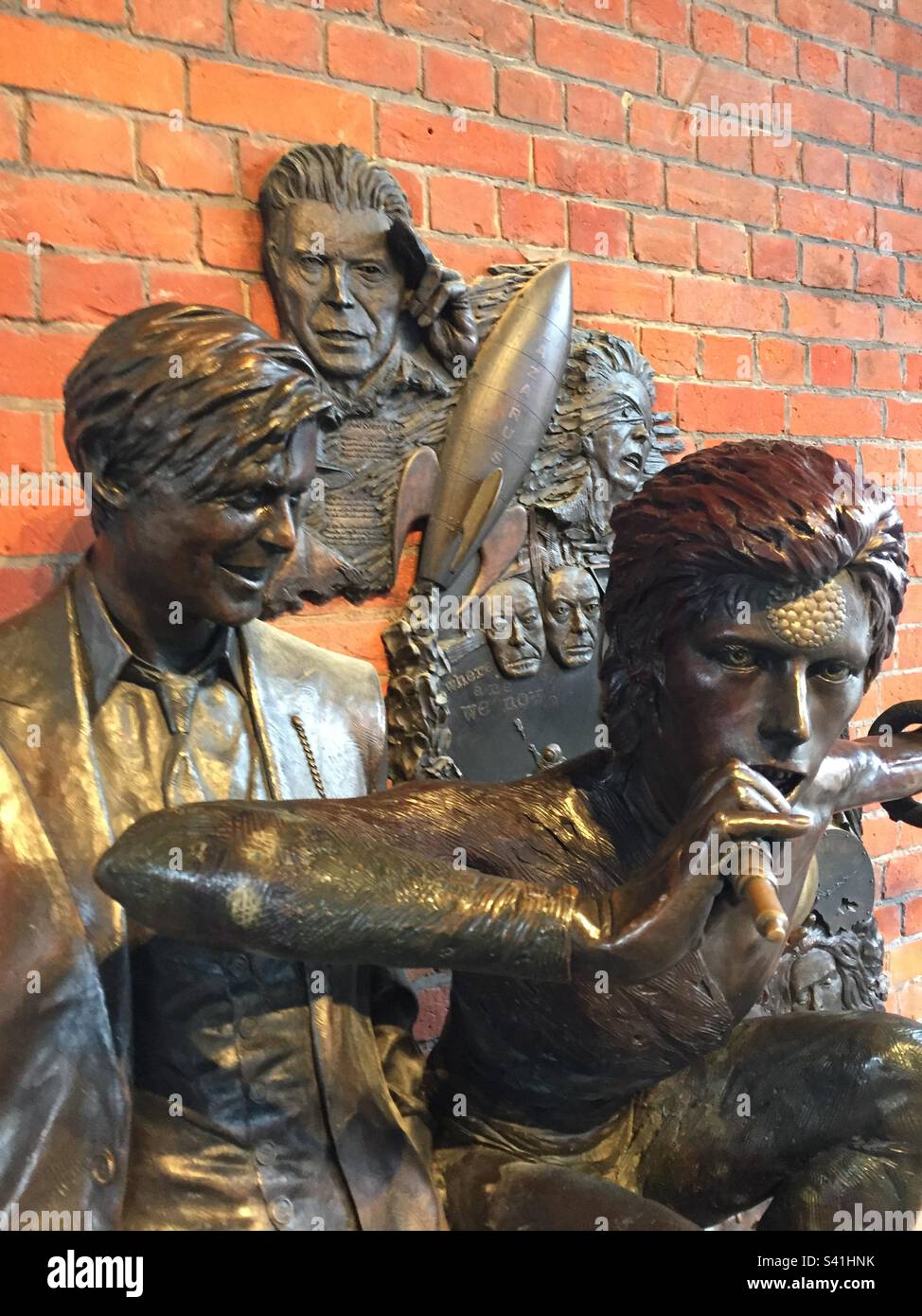 David Bowie Statue, installed by the Market Square in Aylesbury