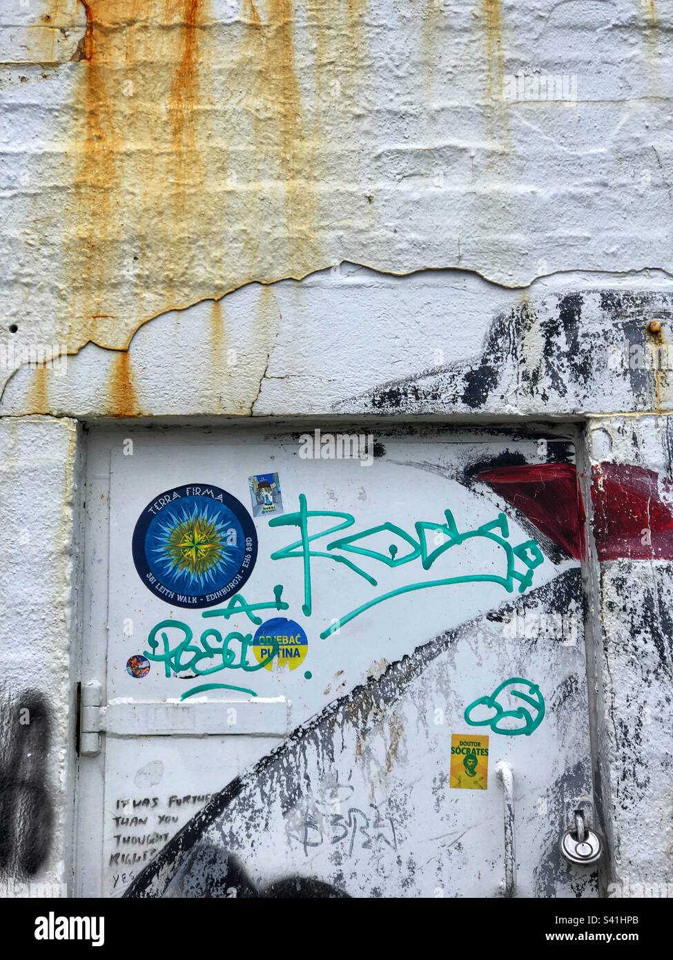 Graffiti on an abandoned outbuilding - Smartphone Captured Stock Image