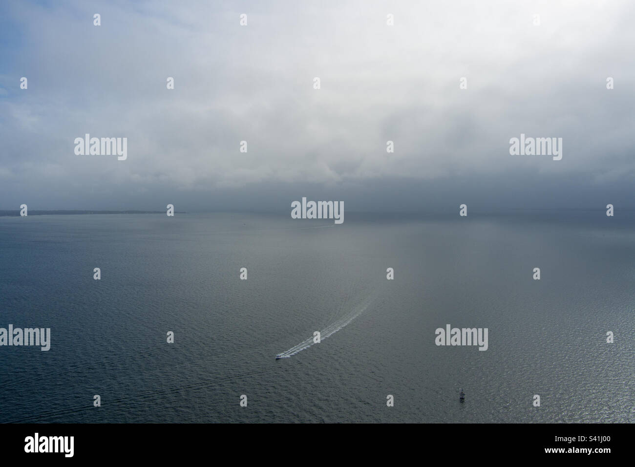 Lone boat on Pensacola Bay - Smartphone Captured Stock Image