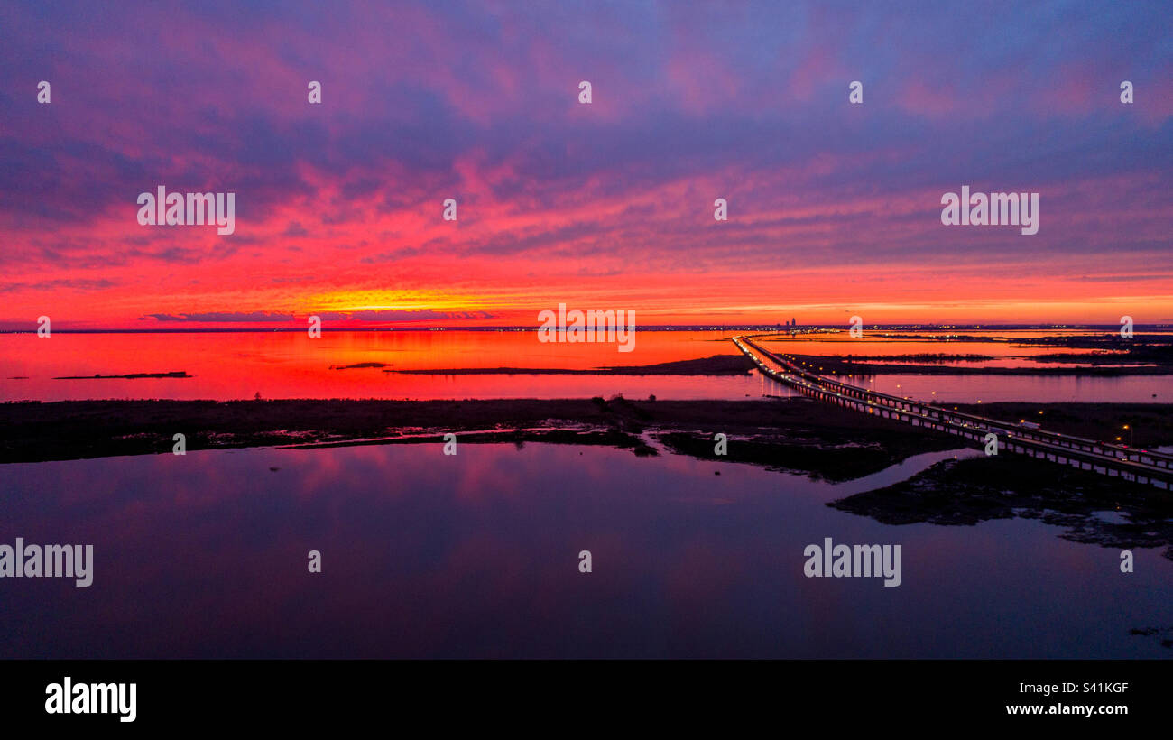 Mobile Bay sunset - Smartphone Captured Stock Image