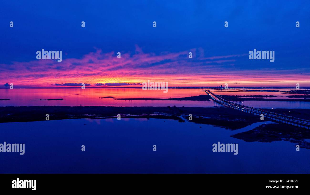 Mobile Bay at twilight - Smartphone Captured Stock Image