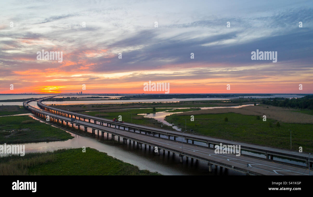 Mobile Bay, Alabama sunset - Smartphone Captured Stock Image