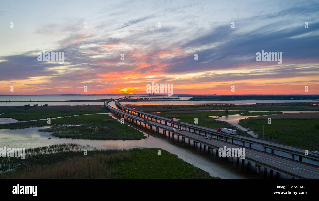 Mobile Bay at dusk - Smartphone Captured Stock Image