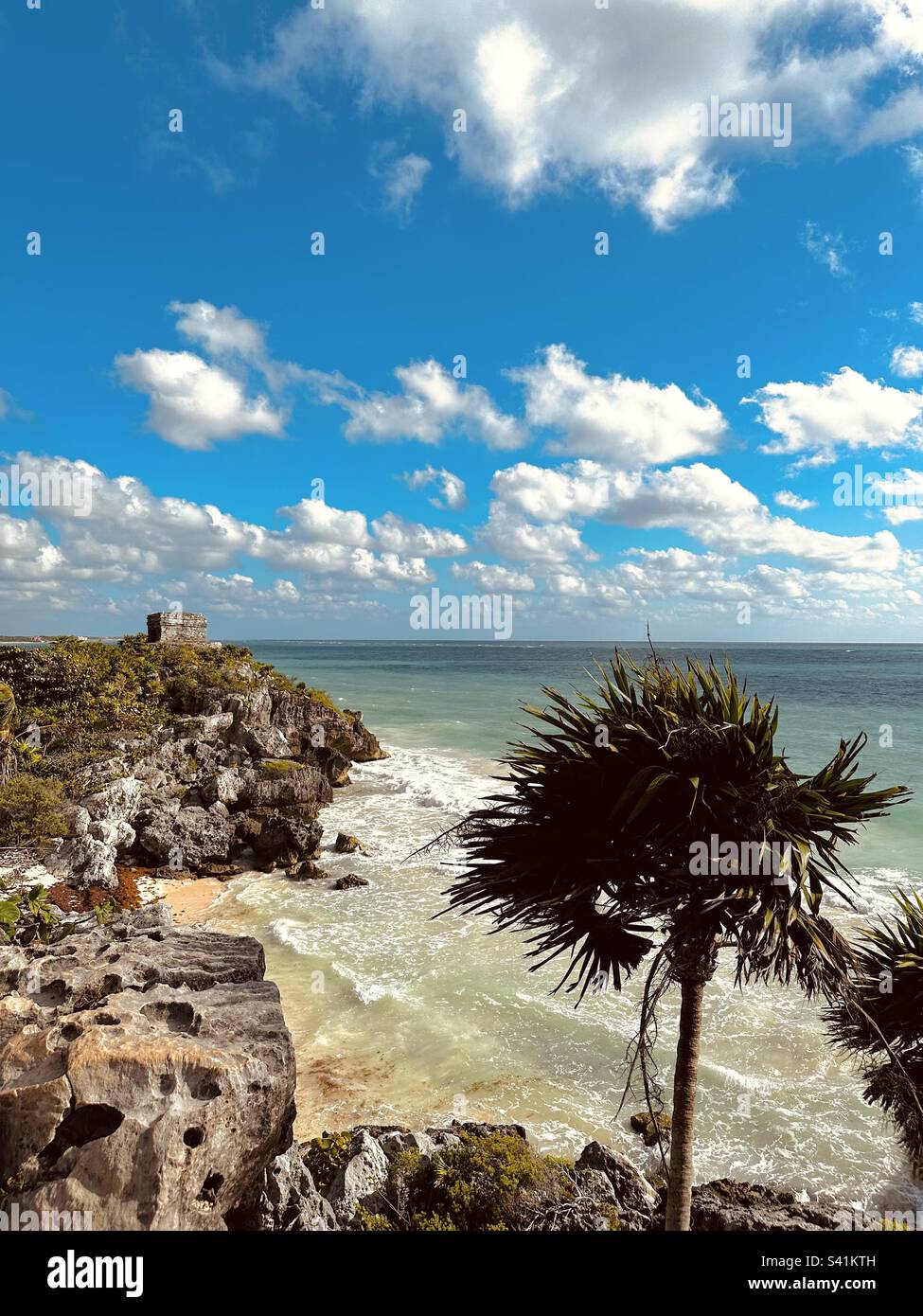 Tulum Ruins - Mayan Ruins of Tulum - Tulum Archaeological Zone Tulum, Mexico - Smartphone Captured Stock Image