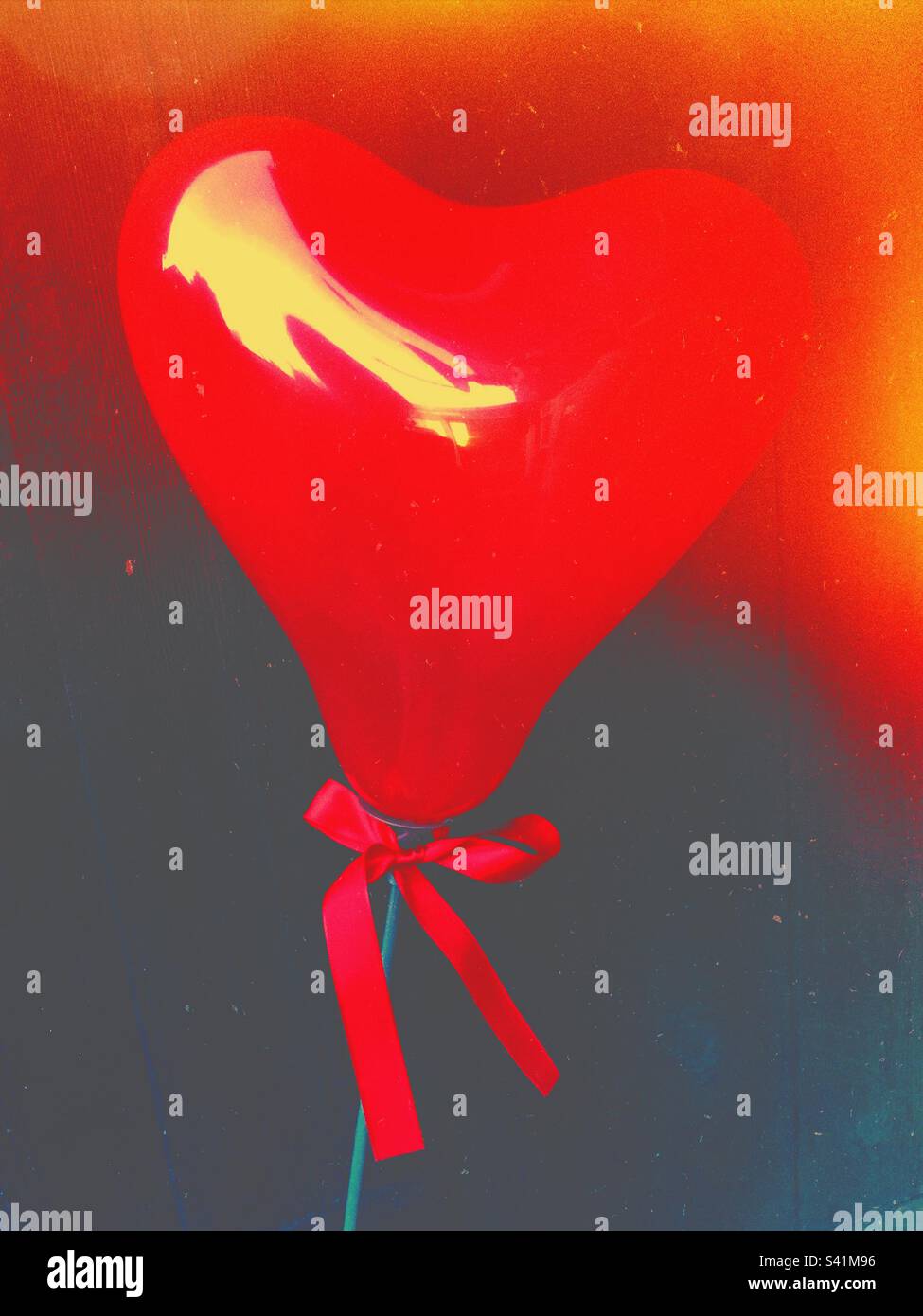 Red heart shaped balloon - Smartphone Captured Stock Image