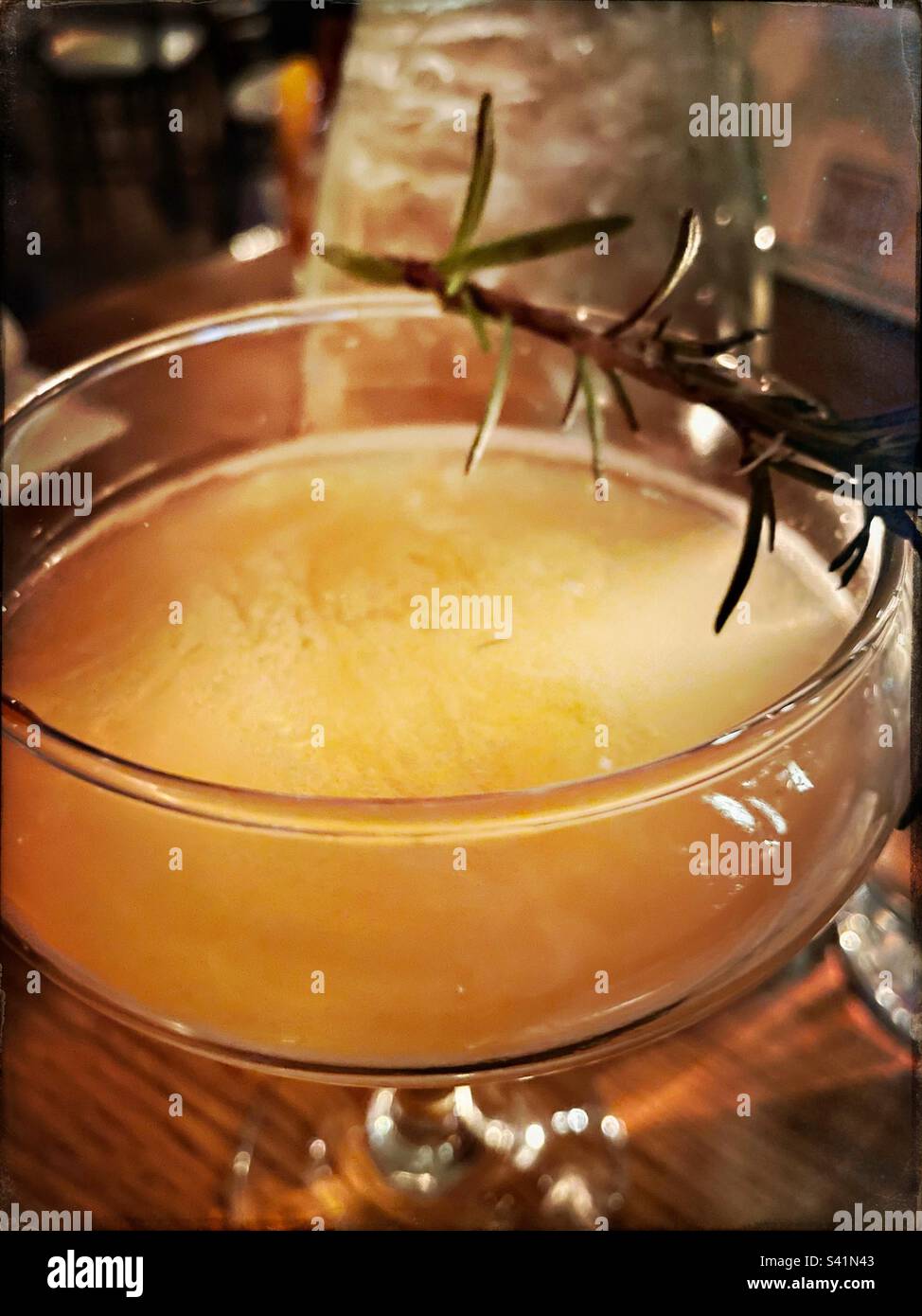Smoked rosemary whiskey sour Stock Photo