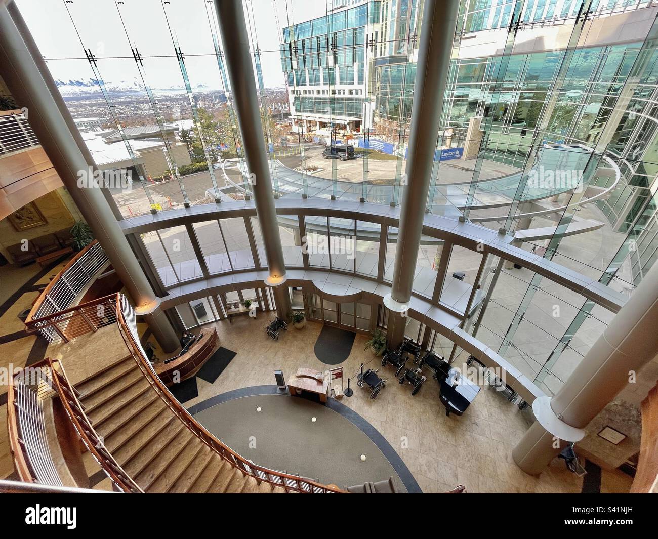 Outstanding interior view from the 3rd floor of the Huntsman Cancer Hospital in Salt Lake City, Utah, USA. Stock Photo