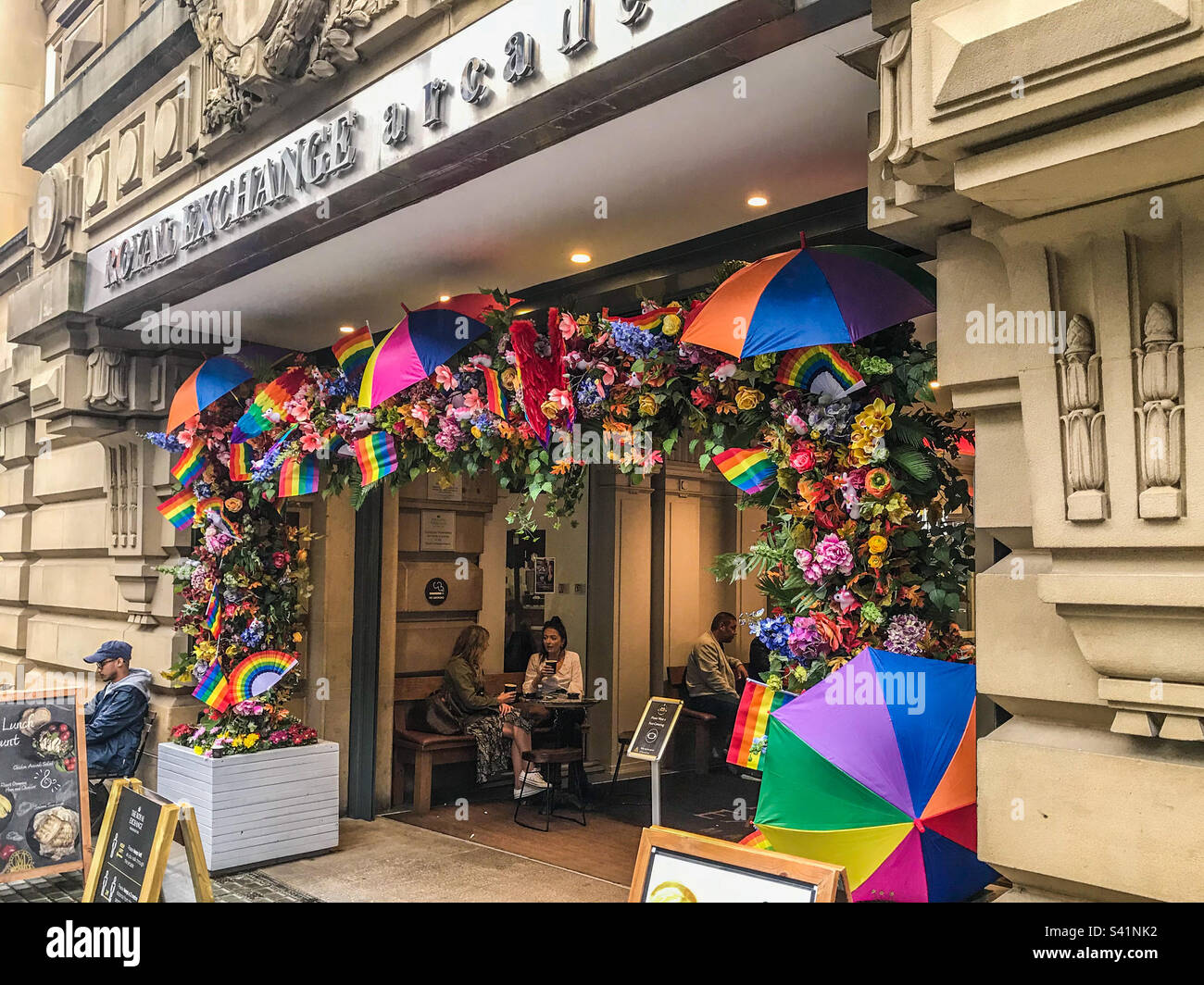 Royal exchange, Manchester at Pride - Smartphone Captured Stock Image