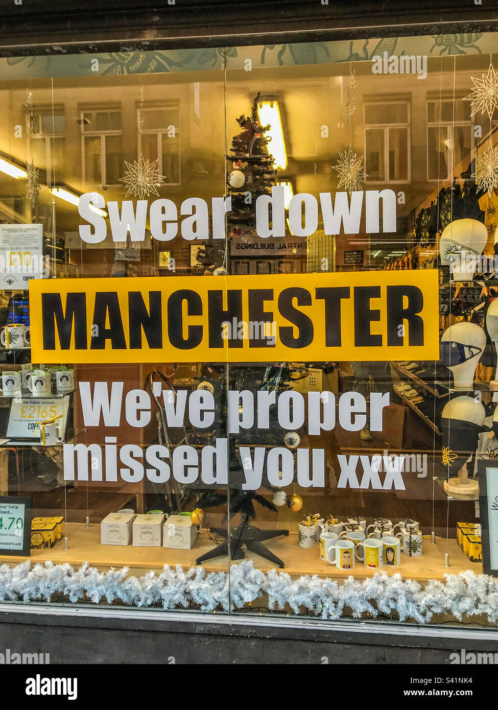 Manchester souvenir shop after lockdown - Smartphone Captured Stock Image