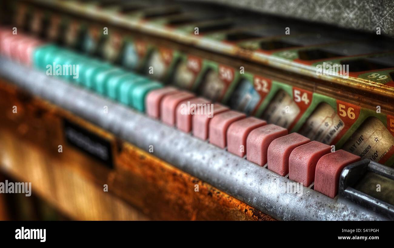 Old jukebox selector buttons Stock Photo