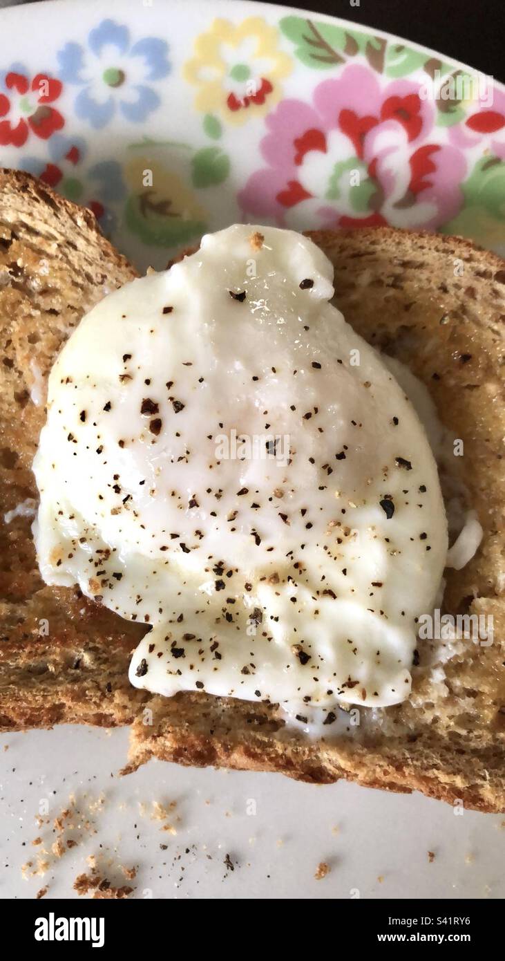 Poached egg on toast - Smartphone Captured Stock Image
