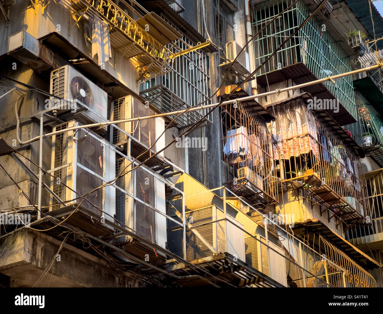 Old concrete housing block in Macao, China - Smartphone Captured Stock Image