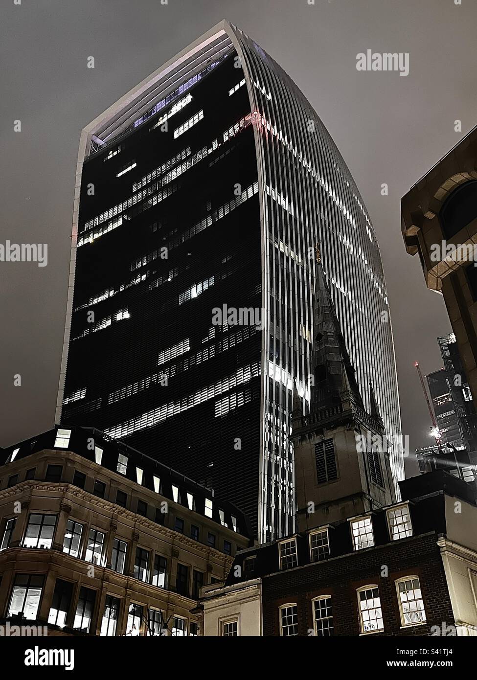 The fenchurch building aka the walkie-talkie at night in the city of London, England Stock Photo