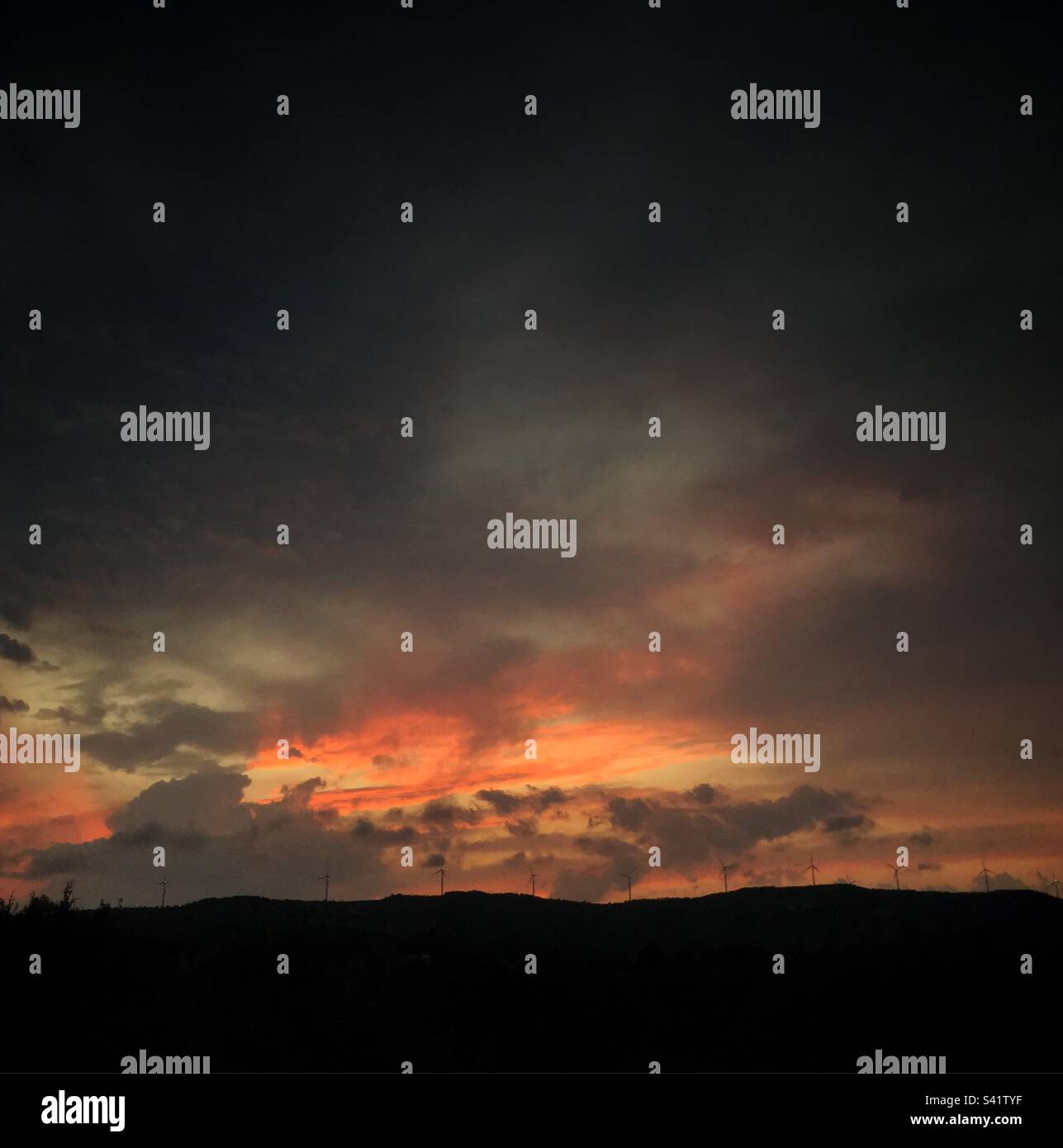 Rembrandt-like sunset, Catalonia, Spain. - Smartphone Captured Stock Image