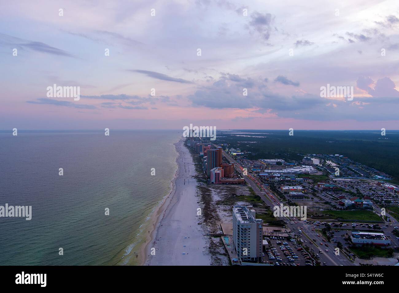 Aerial view of Orange Beach, Alabama at sunset Stock Photo