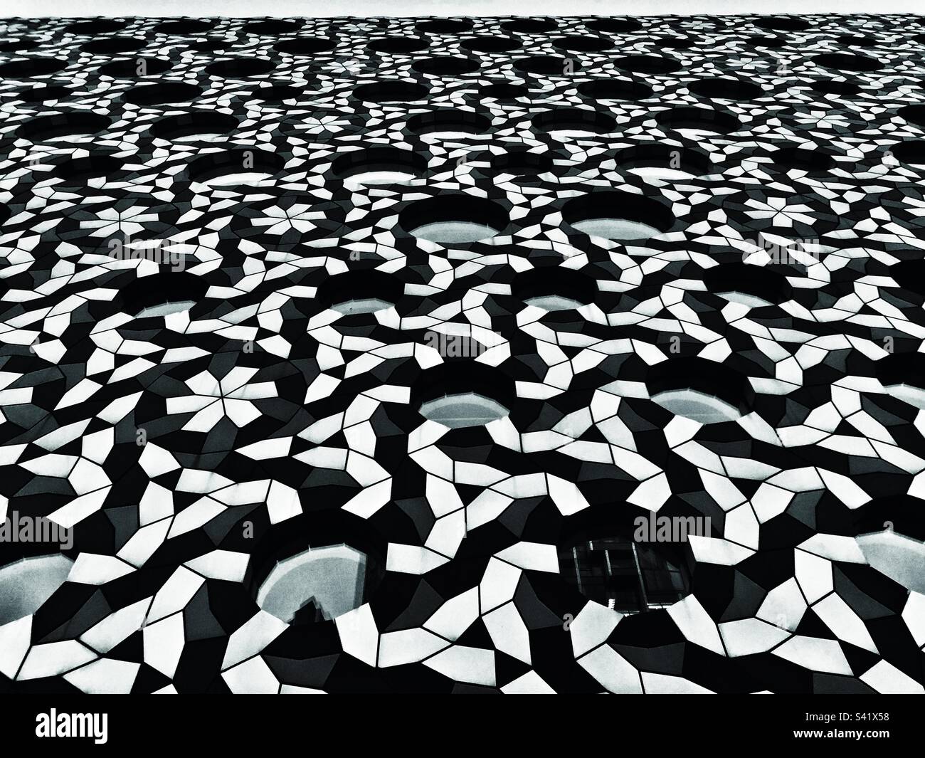 Geometrical designs on a building in Greenwich, London - Smartphone Captured Stock Image