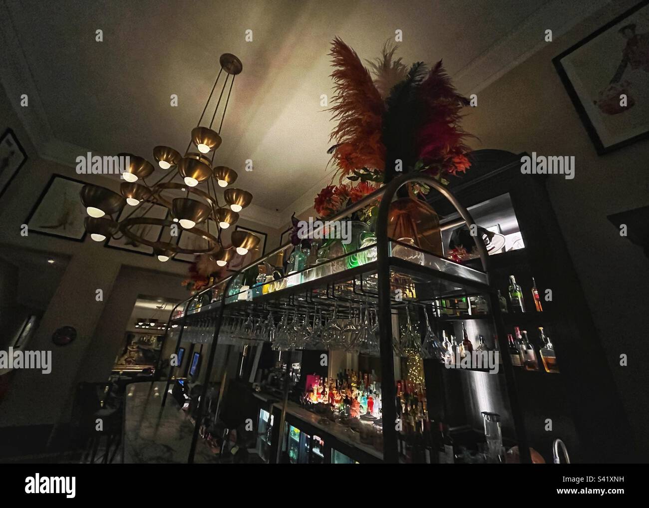 Design and décor inspired by Cecil Barton’s legendary My Fair Lady costume - THE CECIL BEATON BAR - Theatre Royal, Drury Lane, London - Smartphone Captured Stock Image