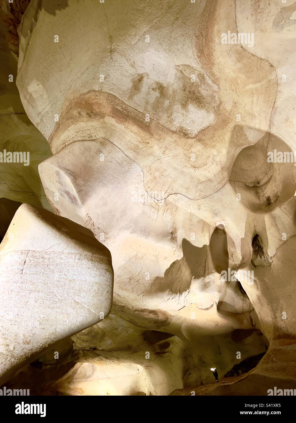 The limestone formation looks like a cat and casts a cat shadow with