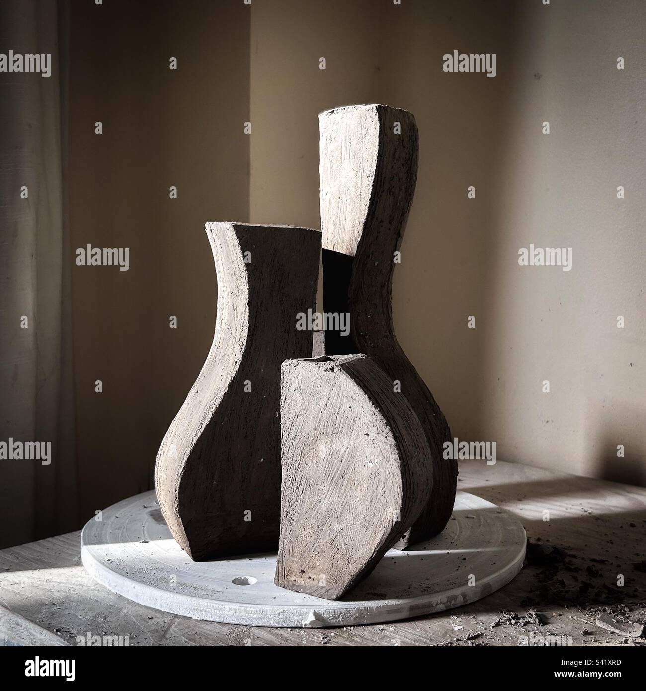 Slab Vases Drying - Smartphone Captured Stock Image