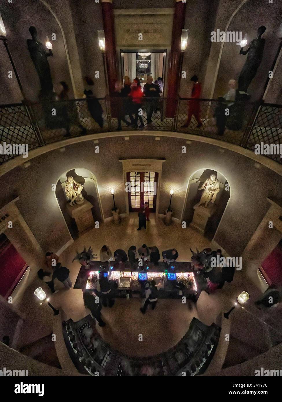 At the interval looking down at the Rotunda bar in the Theatre Royal, Drury Lane in London - Smartphone Captured Stock Image