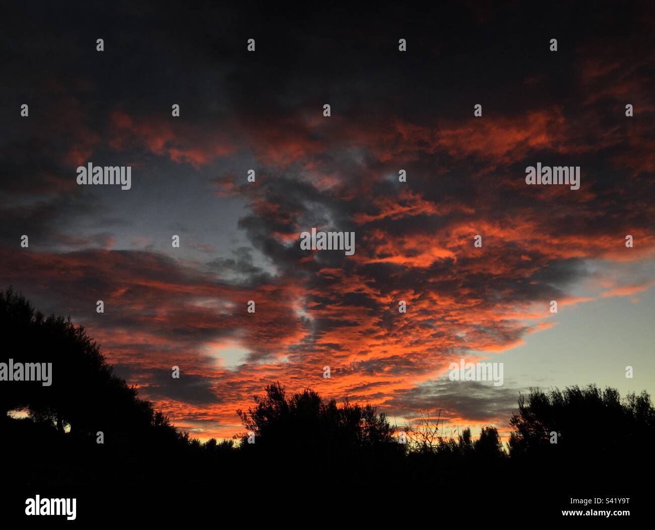 Dramatic sunset, Catalonia, Spain. Stock Photo